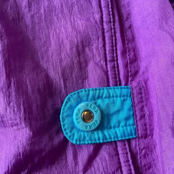 Vintage 80s One Piece Ski Snowboarding Suit Purple Turquoise Size 16 by Fera - Picture 16 of 17